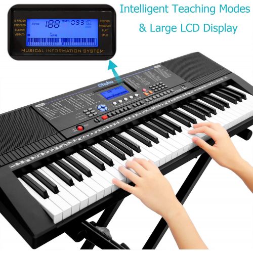  [아마존베스트]Electric Keyboard Piano 61-Key, Ohuhu Digital Musical Piano Keyboard with Headphone Jack, USB Port & Teaching Modes for Beginners