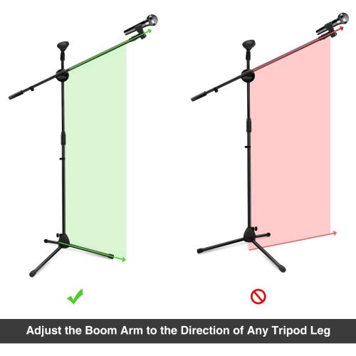  [아마존베스트]Ohuhu Dual Mic Clip Microphone Stand Collapsible Tripod Boom Stand Ultra Light for Easy Transport, Black