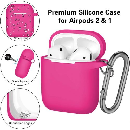  [아마존베스트]Oielai Case Compatible with AirPods, [Supports Wireless Charging] Shockproof Protective Case, Replacement Silicone Case, Compatible with Apple AirPods 2 & 1, with Carabiner