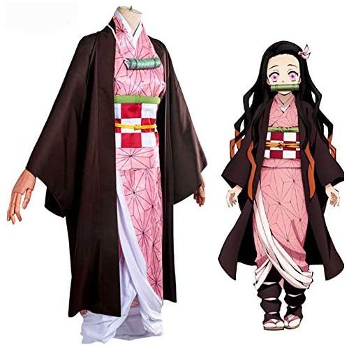  할로윈 용품Oikawa Kamado Cosplay Costume Outfit Kimono with Hairwear and Bamboo