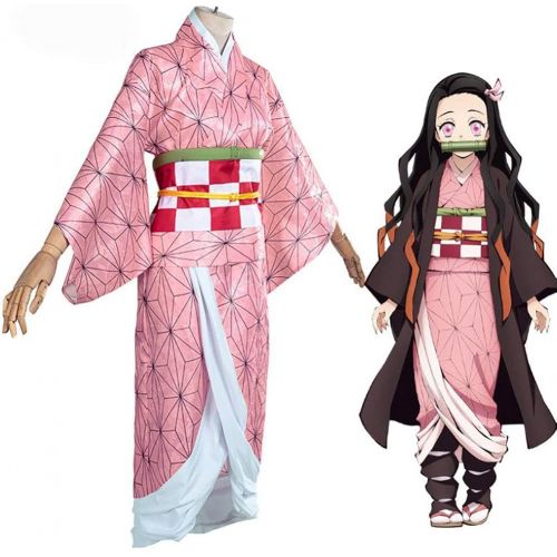  할로윈 용품Oikawa Kamado Cosplay Costume Outfit Kimono with Hairwear and Bamboo