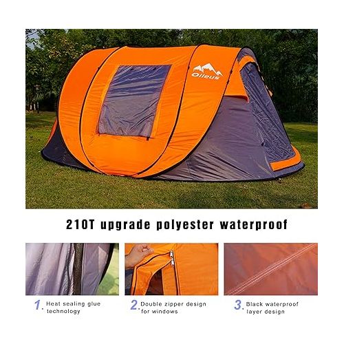  OILEUS Pop Up Dome Tent Instant Camping Tent 5-6 Person Tent with Sky-Window Easy, Automatic Setup - Fast Pitch & Fold with Portable Carrying Bag Ideal for Family Backpacking Hiking Pet