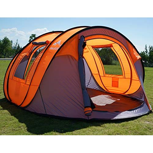  Oileus Pop Up Tent Family Camping Tents 4 Person Tent for Camping Sky-Window(45”x 25”) Instant Camping Tent 14 Reinforced Steel Stakes & Carrying 114”L 78”W 51”H