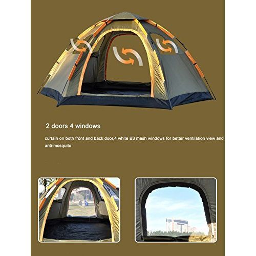  Oileus 4-5 Person Camping Tent Automatic Pop Up Instant Sun Shelter for Family Outdoor Sports Hiking Travel Beach