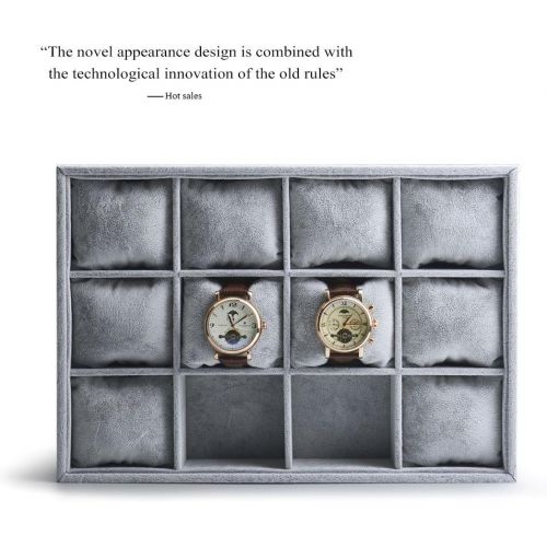  [아마존 핫딜]  [아마존핫딜]Oirlv Premium Velvet 12 Grid Watch Organizer Jewelry Tray Bracelet Bangle Watch Display Holder Adjustable Pillow