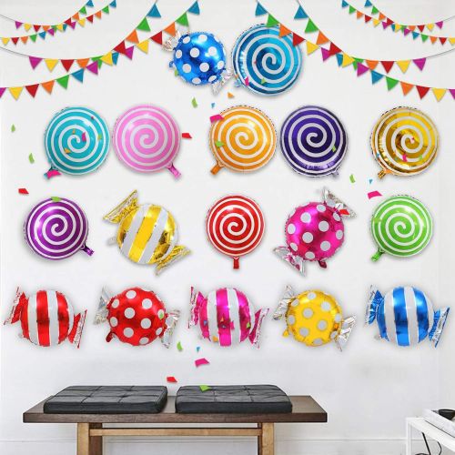  Oiuros 42 pcs 18 Sweet Candy Balloons, Round Lollipop Balloon, Birthday Wedding Party Balloons, Party Supplies