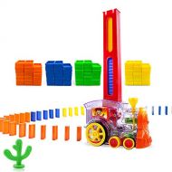 Oiuros Domino Train, Domino Blocks Set, Building and Stacking Toy Blocks Domino Set for 3-7 Year Old Toys, Boys Girls Creative Gifts for Kids