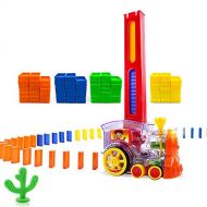 [아마존베스트]Oiuros Domino Train, Domino Blocks Set, Building and Stacking Toy Blocks Domino Set for 3-7 Year Old Toys, Boys Girls Creative Gifts for Kids