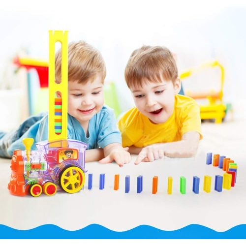  [아마존베스트]Oiuros Domino Train, Domino Blocks Set, Building and Stacking Toy Blocks Domino Set for 3-7 Year Old Toys, Boys Girls Creative Gifts for Kids