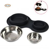 Okdeals Double Stainless Steel Pet Bowl, Non-Skid/Non-Tip Dog Cat Bowls with Silicone Mat 65 OZ Feeder Bowls Pet Dish for Feeding Dogs Cats