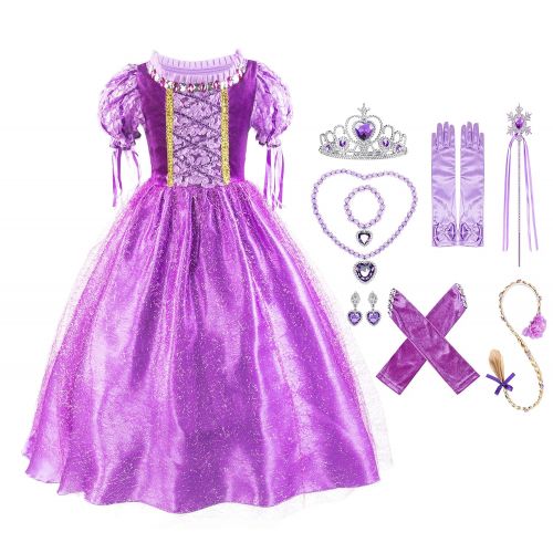  Okidokiyo Little Girls Princess Costume Mesh Sleeve Party Dress