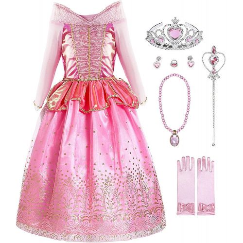  Okidokiyo Pink Little Girls Princess Costume Halloween Party Dress Up