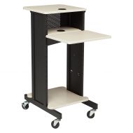 Oklahoma Sound PRC200 Steel Premium Presentation Cart, 18 Width x 40-1/2 Height x 30 Depth, Ivory Woodgrain/Black