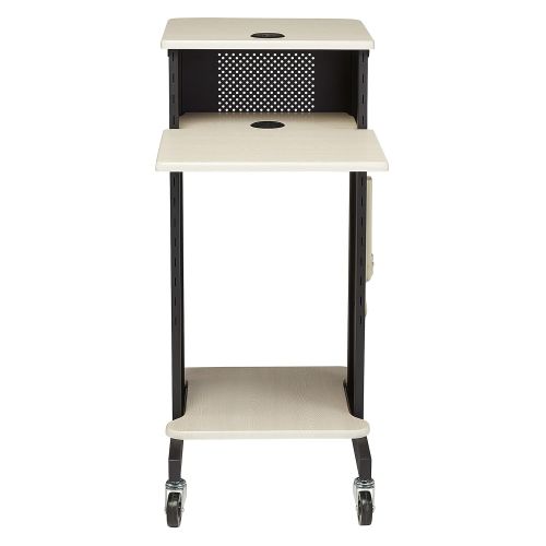  Oklahoma Sound PRC200 Steel Premium Presentation Cart, 18 Width x 40-1/2 Height x 30 Depth, Ivory Woodgrain/Black