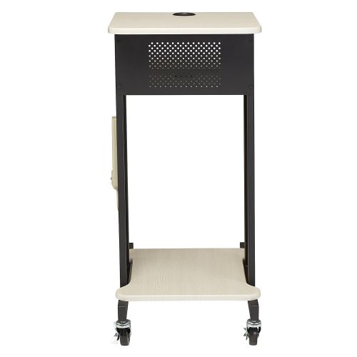  Oklahoma Sound PRC200 Steel Premium Presentation Cart, 18 Width x 40-1/2 Height x 30 Depth, Ivory Woodgrain/Black