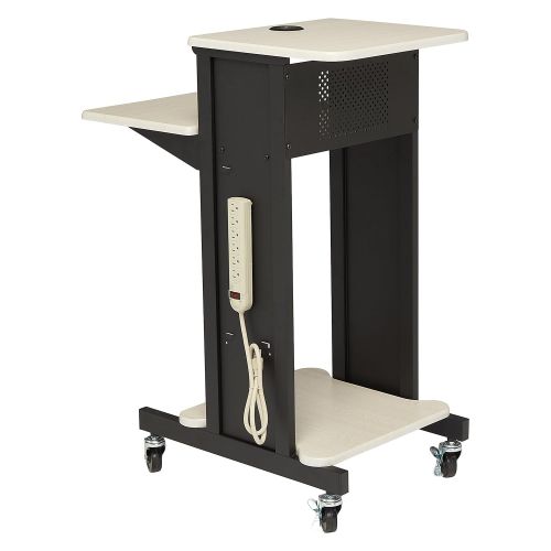  Oklahoma Sound PRC200 Steel Premium Presentation Cart, 18 Width x 40-1/2 Height x 30 Depth, Ivory Woodgrain/Black