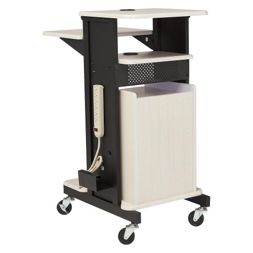  Oklahoma Sound PRC-250 Deluxe Presentation Cart, 30 Length x 18 Width x 40.5 Height, Ivory Woodgrain