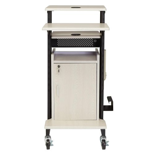  Oklahoma Sound PRC-250 Deluxe Presentation Cart, 30 Length x 18 Width x 40.5 Height, Ivory Woodgrain