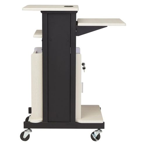  Oklahoma Sound PRC-250 Deluxe Presentation Cart, 30 Length x 18 Width x 40.5 Height, Ivory Woodgrain