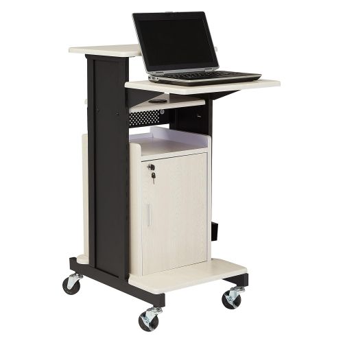  Oklahoma Sound PRC-250 Deluxe Presentation Cart, 30 Length x 18 Width x 40.5 Height, Ivory Woodgrain