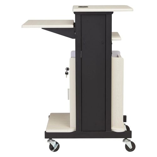  Oklahoma Sound PRC-250 Deluxe Presentation Cart, 30 Length x 18 Width x 40.5 Height, Ivory Woodgrain