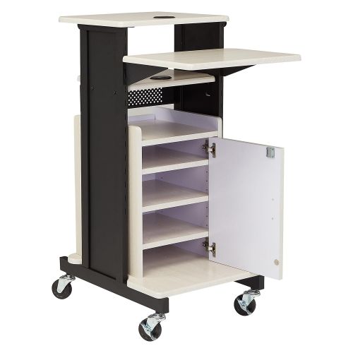  Oklahoma Sound PRC-250 Deluxe Presentation Cart, 30 Length x 18 Width x 40.5 Height, Ivory Woodgrain