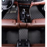 OkuTech Custom Fit XPE-Leather All Full Surrounded Waterproof Car Floor Mats for Jeep Wrangler 2 Door,Black with Gold Stitching