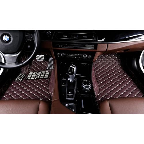  OkuTech Custom Fit XPE-Leather All Full Surrounded Waterproof Car Floor Mats for Jaguar XF 2008-2015,Black with Gold Stitching