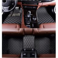 OkuTech Okutech Custom Fit All-Weather 3D Covered Car Carpet FloorLiner Floor Mats for Tesla 2017 Model X 5 Seat,Black with beige stitching