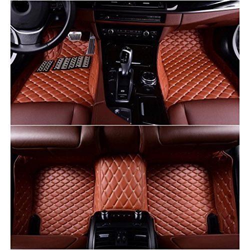  OkuTech Custom Fit XPE-Leather All Full Surrounded Waterproof Car Floor Mats for Infiniti QX80,Black with Gold Stitching