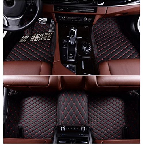  OkuTech Custom Fit XPE-Leather All Full Surrounded Waterproof Car Floor Mats for Infiniti QX80,Black with Gold Stitching