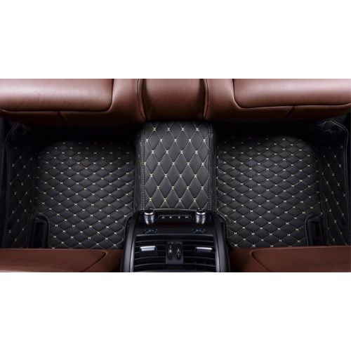  OkuTech Custom Fit XPE-Leather All Full Surrounded Waterproof Car Floor Mats for Infiniti QX80,Black with Gold Stitching