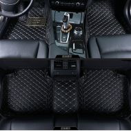 OkuTech Okutech Custom Fit Luxury XPE Leather Waterproof 3D Full Set Car Floor Mats for Cadillac Escalade 3 Rows (2 seats on the second row), Black with gold stitching