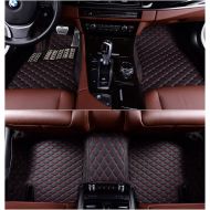 OkuTech Custom Fit XPE-Leather All Full Surrounded Waterproof Car Floor Mats for Porsche Panamera,Black with red Stitching