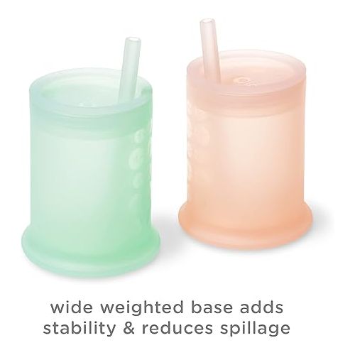  Olababy Silicone Training Cup with Straw Lid | Babies Water Drinking Cup | 6+ Mo Infant To 12-18 Months Toddler | Sippy Cup For Kids & Smoothie Cup | Baby Led Weaning (Mint, 5 oz)