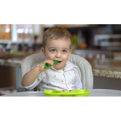  [아마존베스트]OLAE BABY Olababy 100% Silicone Soft-Tip Training Spoon Teether for Baby Led Weaning 2pack