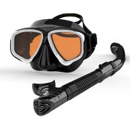 Olaffi Snorkel Mask Set, Anti-Fog and Anti-Leak Design, Snorkeling Set with Diving Mask & Dry Snorkel,Adjustable Head Straps, Easy Breathing with Dry Top Snorkel, Suitable for Men, Women,