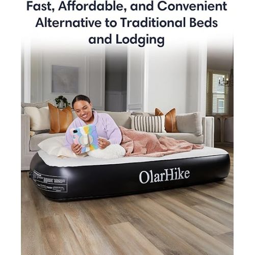  OlarHike Twin Air Mattress with Built in Pump,Inflatable Blow Up Mattresses Storage Bag for Camping,Travel&Guests,13