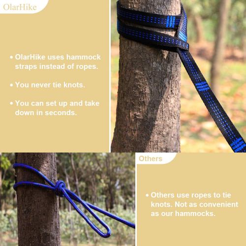  OlarHike Single Double Camping Hammock, Lightweight Portable Nylon Swing Hammocks with Tree Straps, 500lbs Capacity Hammock for Outdoor Indoor Backpacking Travel Beach Garden Yard