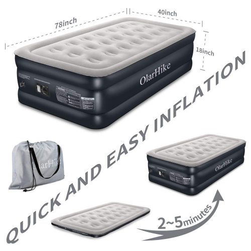  [아마존핫딜][아마존 핫딜] OlarHike Twin Air Mattress with Built-in Pump XL Size for Guests, Inflatable Double High Elevated Airbed with Comfortable Top, Raised 18 Real Air Mattresses as Camping Bed, Inflated Size -