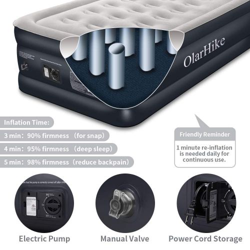  [아마존핫딜][아마존 핫딜] OlarHike Twin Air Mattress with Built-in Pump XL Size for Guests, Inflatable Double High Elevated Airbed with Comfortable Top, Raised 18 Real Air Mattresses as Camping Bed, Inflated Size -