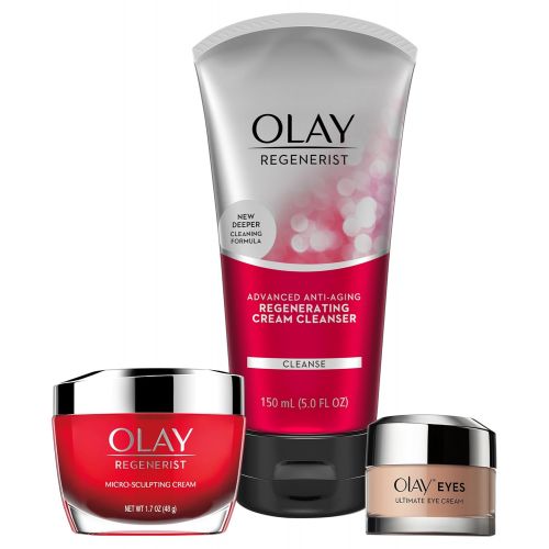  Olay Anti-Aging Skincare Kit with Regenerist Cleanser, Moisturizer & Eye Cream