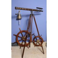 Old Modern Handicrafts 40-Inch Brass Double Barrel Harbor Telescope with Stand by Old Modern Handicrafts