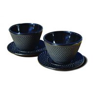 Old Dutch International 1080MB Black Tea Cups & Saucers. Set of 2 MATTE BLK CUP/SAUCER CAST IRON - 4 OZ,