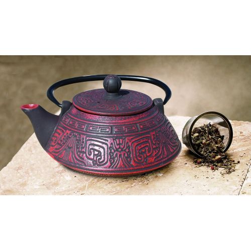  Old Dutch International 1076RD Red/Black Cast IronKodai Teapot, 28 Oz. KODAI-26 OZ, 26 oz,