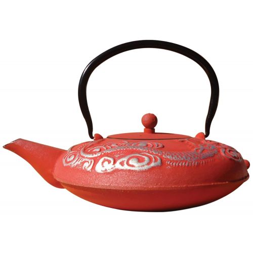  Old Dutch Cast Iron Nara Teapot, 40-Ounce, Red/Silver