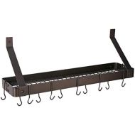 [아마존베스트]Old Dutch Wall-Mount Bookshelf Pot Rack with Grid & 12 Hooks, Oiled Bronze, 36.25 x 9 x 11.5 (104BZ)