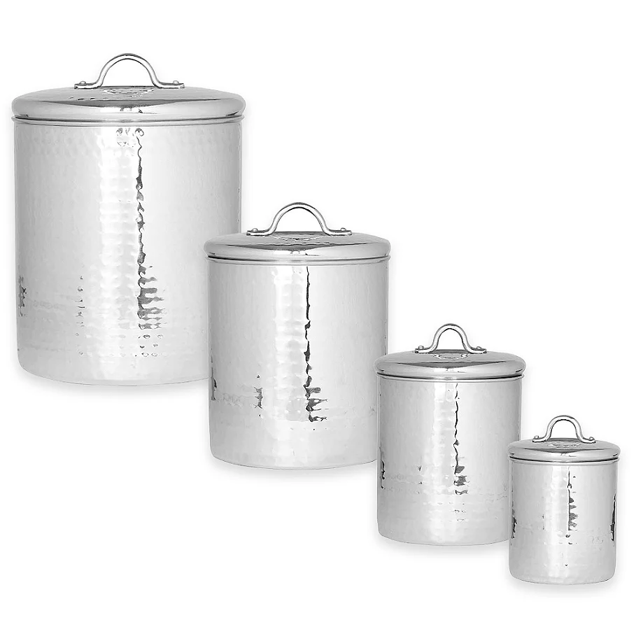  Old Dutch International Hammered Stainless Steel 4-Piece Canister Set