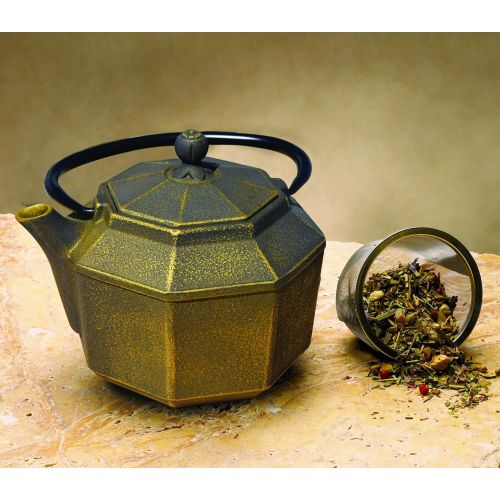  Old Dutch International 1068BC Black/gold Cast Iron Pagoda teapot 30 OZ