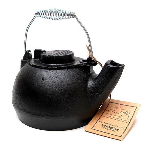  Old Mountain 10129 Pre Seasoned 2 Quart Cast Iron Tea Kettle